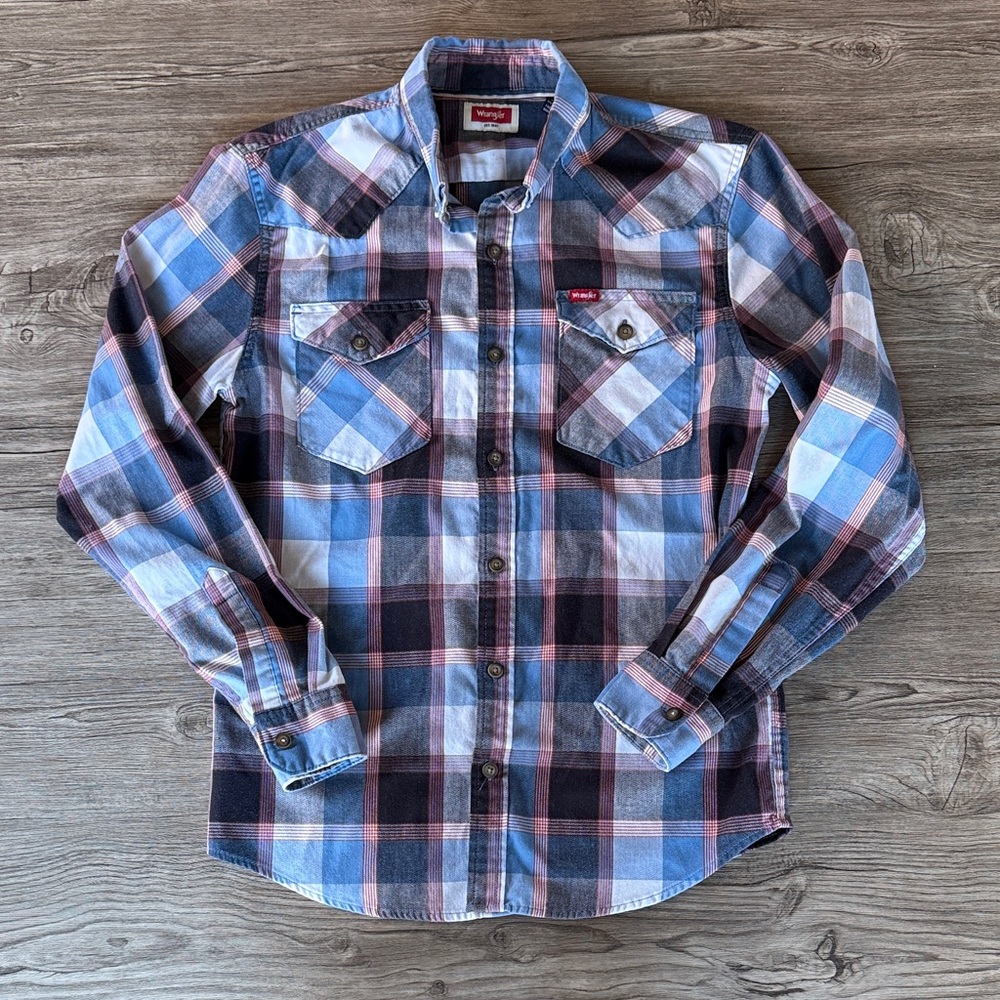 Wrangler Men's Checkered Shirt - Blue and Pink
